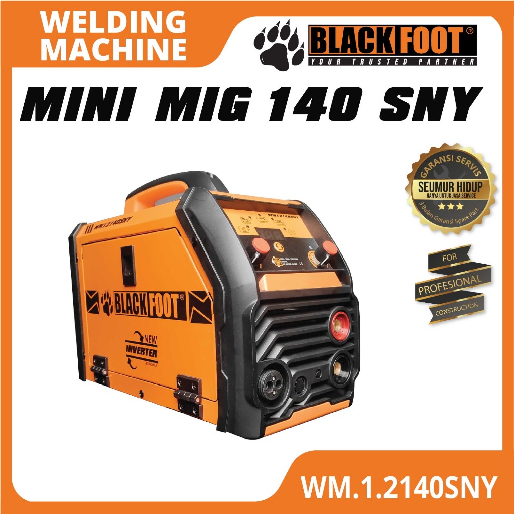 Mesin Las Blackfoot Inverter Mini Mig-140 Synergy SNY FCW, MMA, TIG LIFT Mesin las dengan Proses Ser
