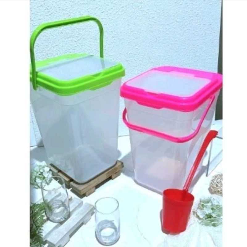 1 set kontainer tempat es buah lovenia 15/25 liter plus gayung / toples plastik tempat es buah gagan