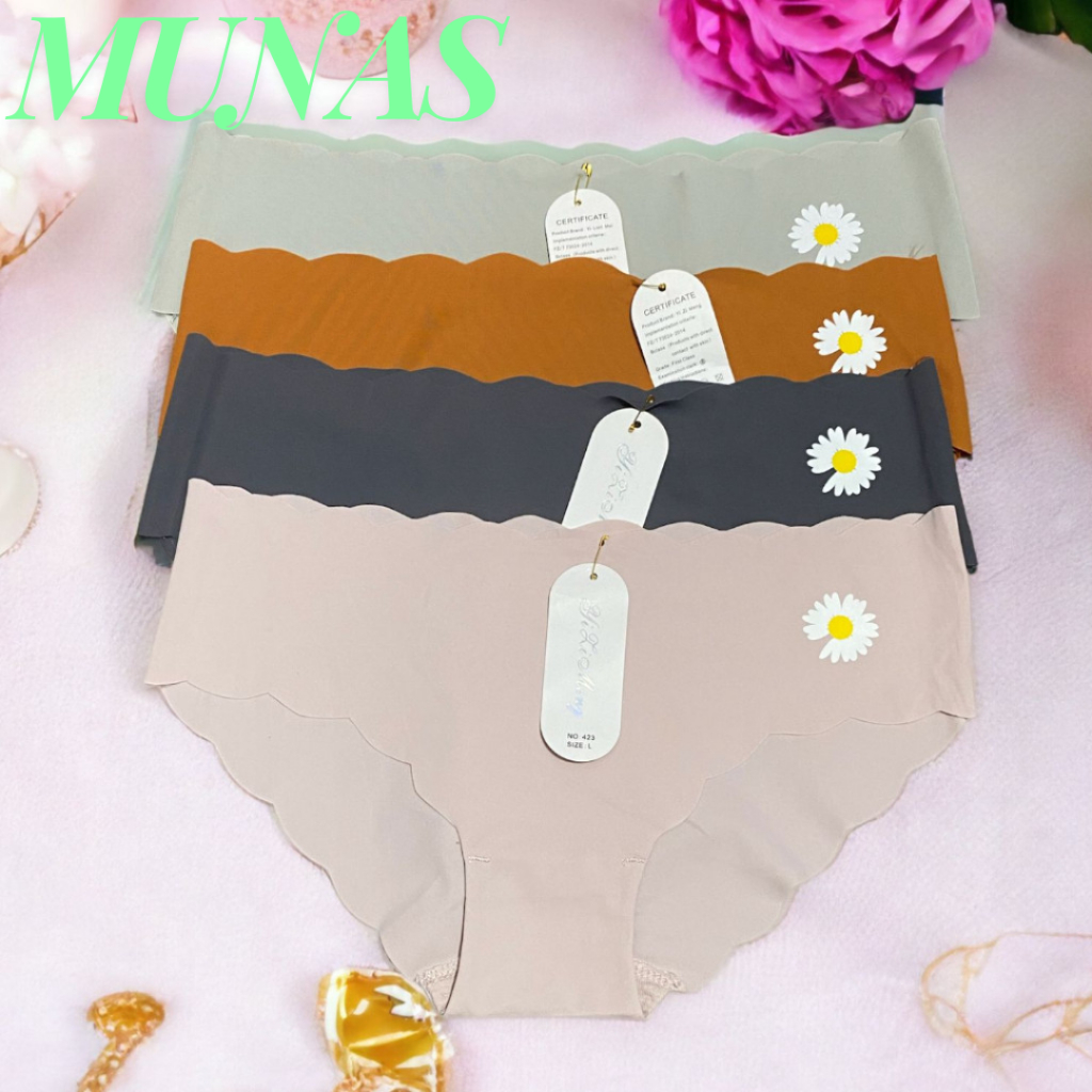 MUNAS Celana Dalam Wanita Satin 6870  Motif Bunga Daisy  Wanita Seamless Anti Nyeplak Underwear Push