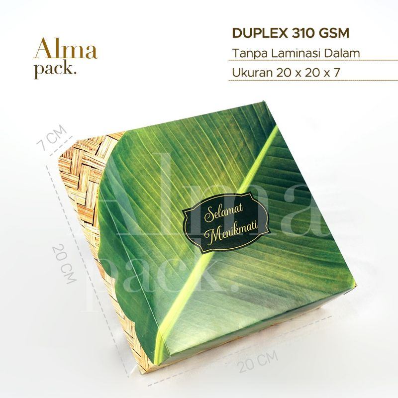 Dus Kotak Nasi Motif DAUN BESEK Ukuran jadi P20 L20 T7 cm (BATCH BARU)