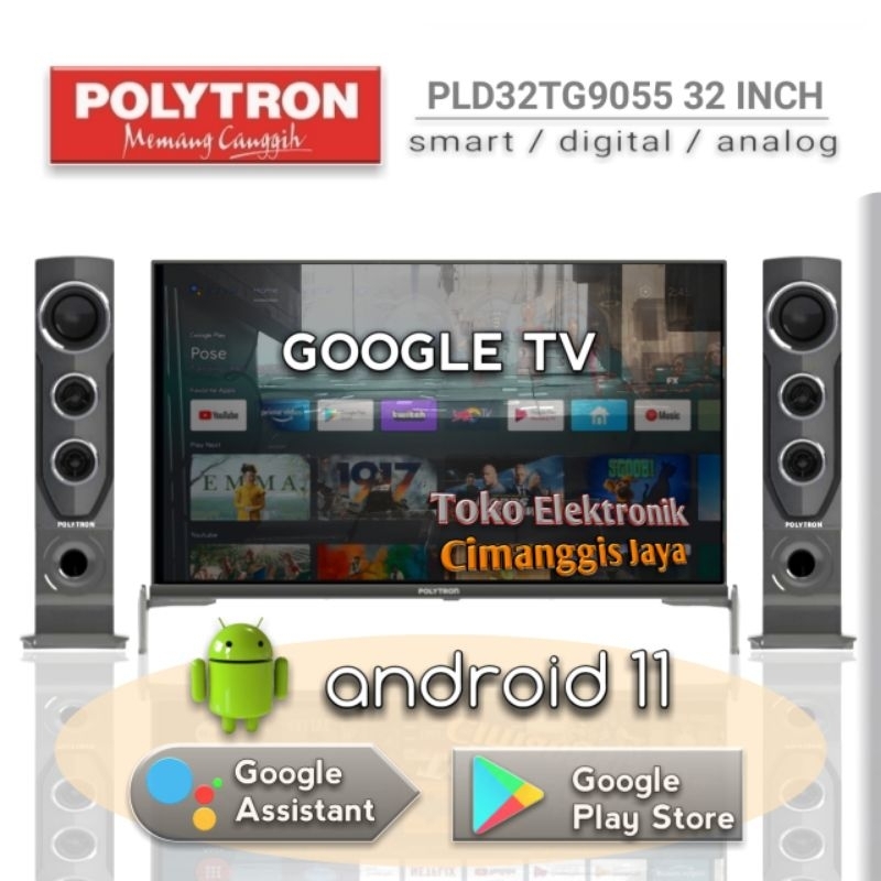 Google Android smart tv led Polytron 32 inch cinemax bluetooth PLD32TAG9855