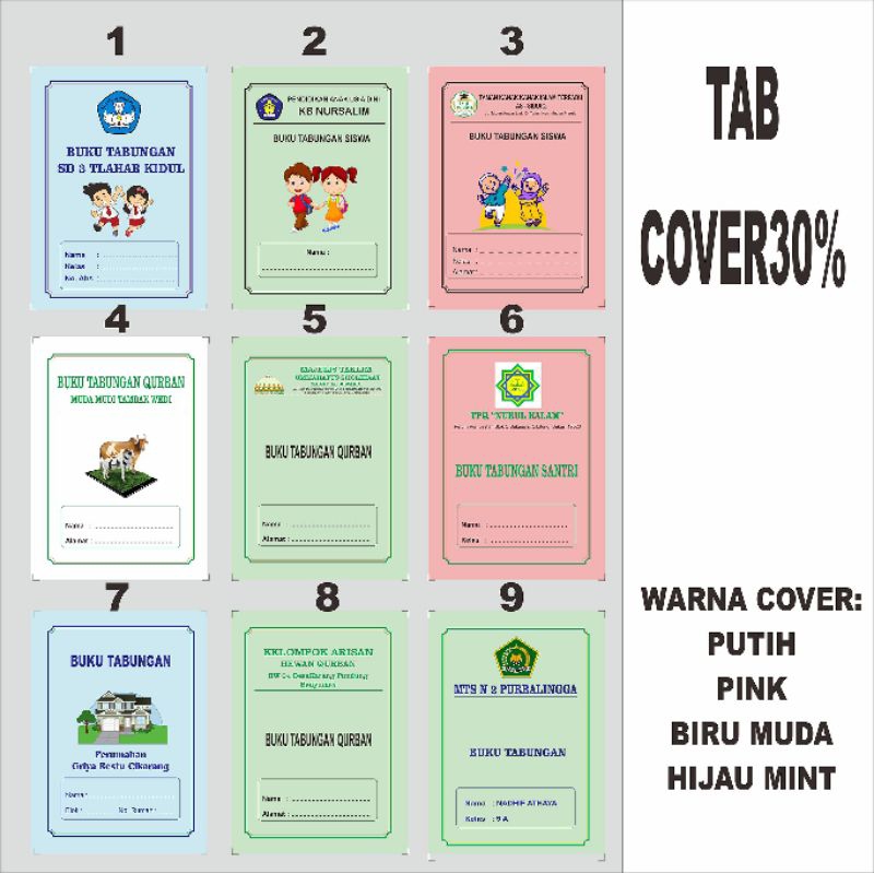 

BUKU TABUNGAN CUSTOM minim order 10 Free Design lembaga PAUD TK SD KOPERASI DLL