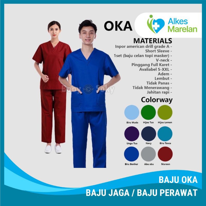 Baju Oka Lengan Panjang dan Lengan Pendek / Seragam Suster