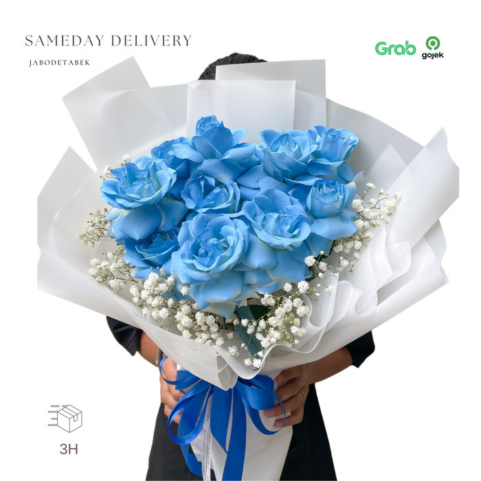 Fresh Roses Holland bouquet blue -  Maxwell Flowers