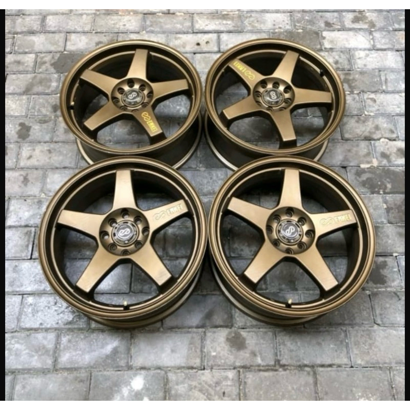 Velg Original Enkei EV5 Ring 17 (Repaint warna Gunmetal). Made in Japan. Pcd 4x100. Fit di Yaris, Ja