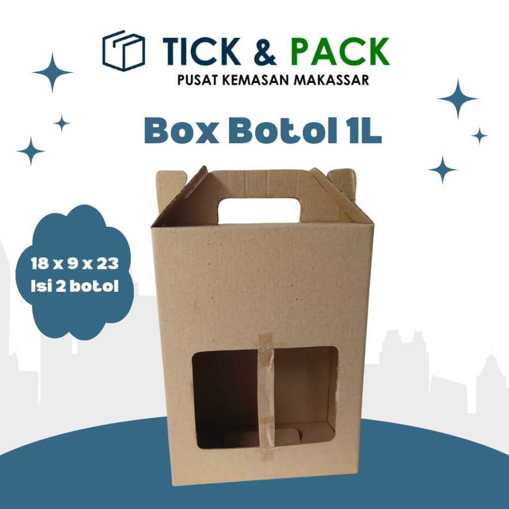 

[ Isi 10 ] Corrugated 18 x 9 x 23 Carry Box Dus Botol 1000ml Dus Kue Kemasan Kue Packaging Box Kardus