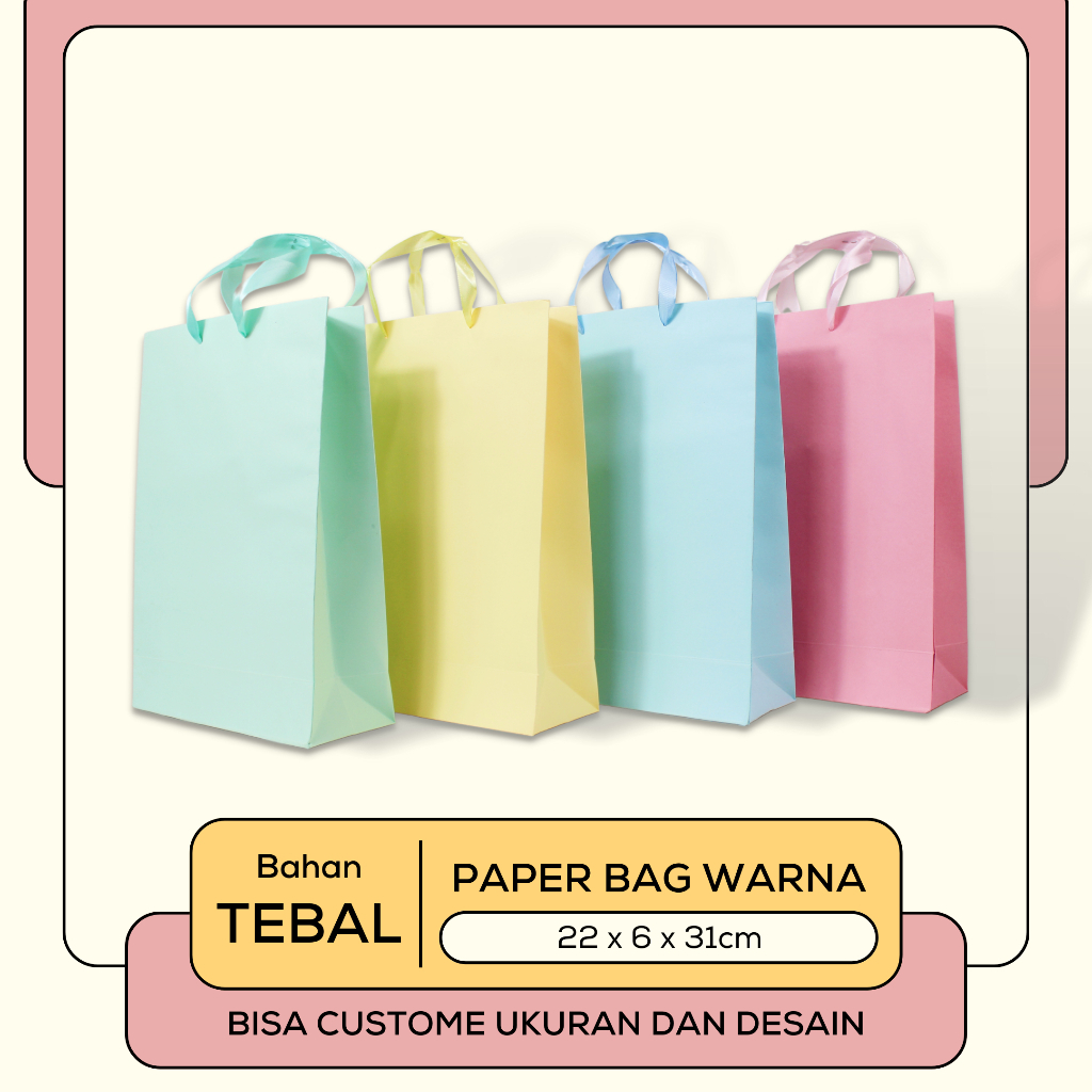 

Paperbag / Paper bag Warna / Paperbag Souvenir ukuran 22 x 6 x 31 cm