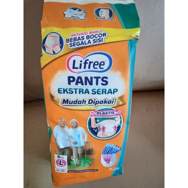 Lifree Popok Celana extra serap ukuran L8(Popok Dewasa / lansia)