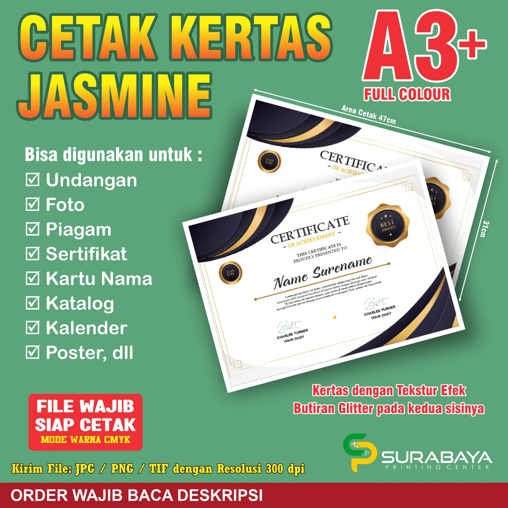 

Cetak Kertas Jasmine Full Colour A3+ Murah Berkualitas