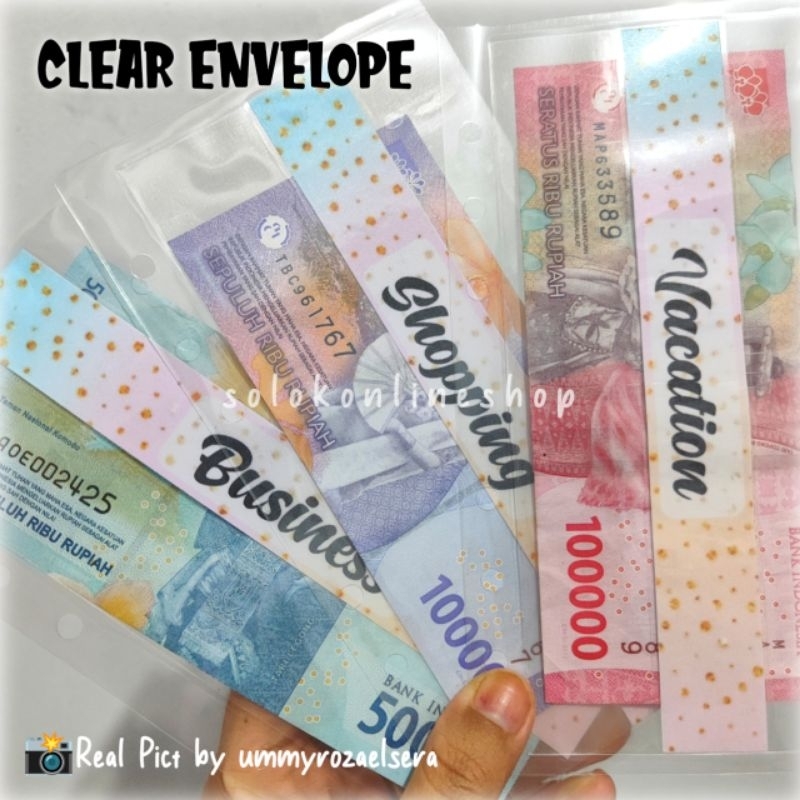 

Clear Envelope / Sleeve Cash Bening Tempat Uang Transparan untuk Binder A6
