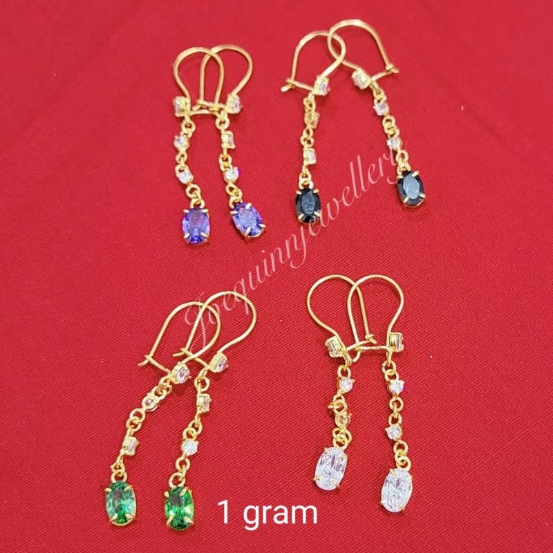 anting panjang mata lonjong 1 gram emas muda