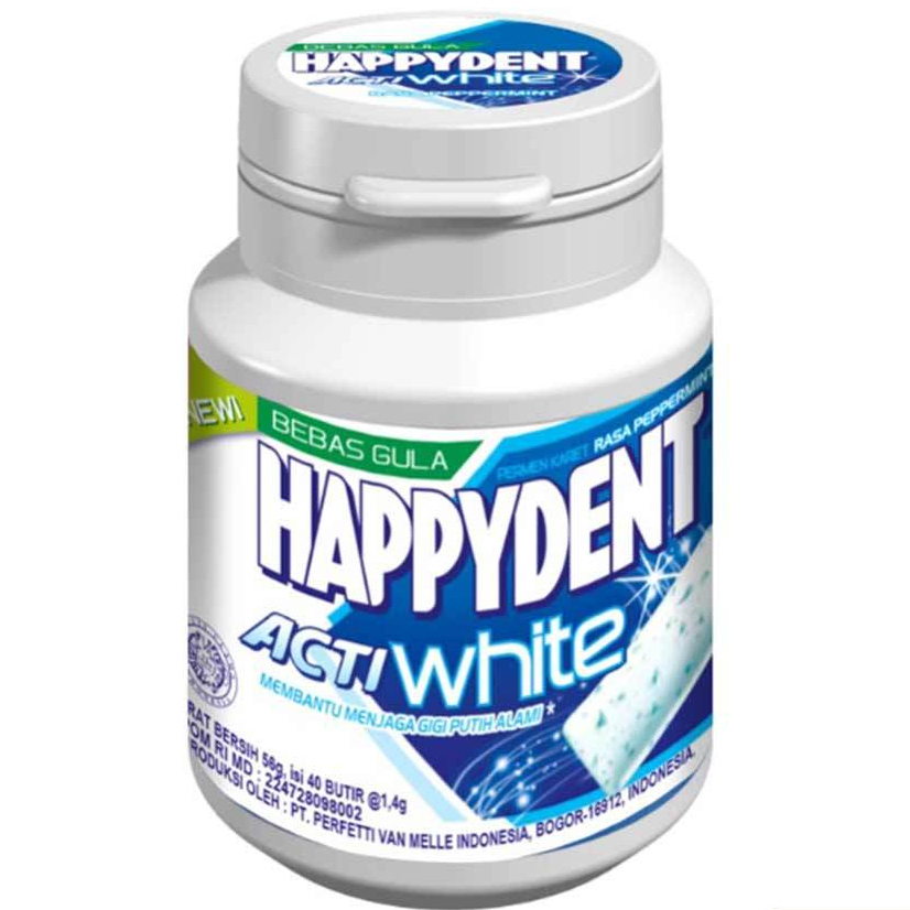 

HAPPYDENT ActiWhite Permen Karet Peppermint 56gr