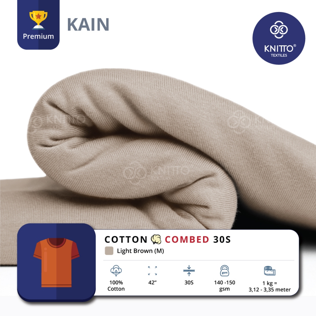 KAIN KAOS COTTON COMBED 30S LIGHT BROWN ( BAHAN KAOS ) - KNITTO