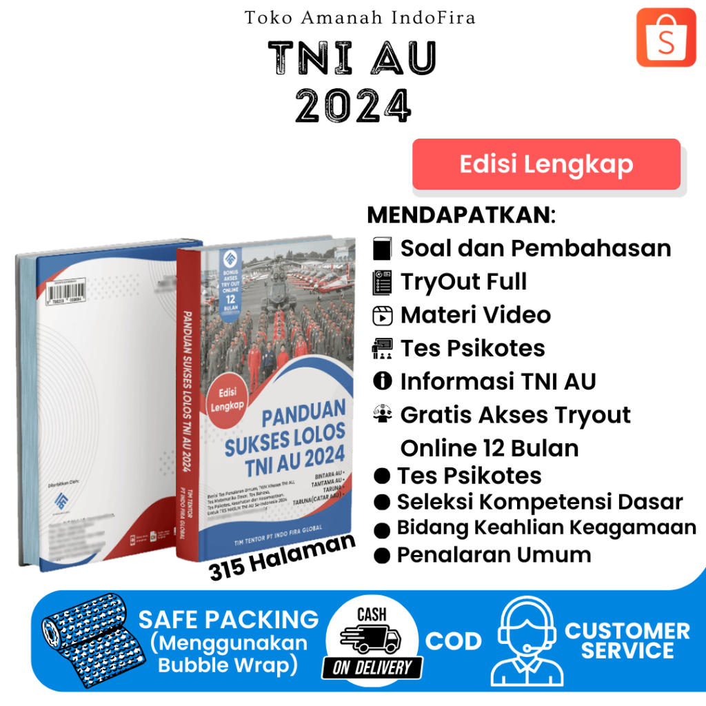 TERLENGKAP Buku TERBARU PANDUAN SUKSES LOLOS TNI AU 2024 (Edisi Lengkap) + Free Akses Online
