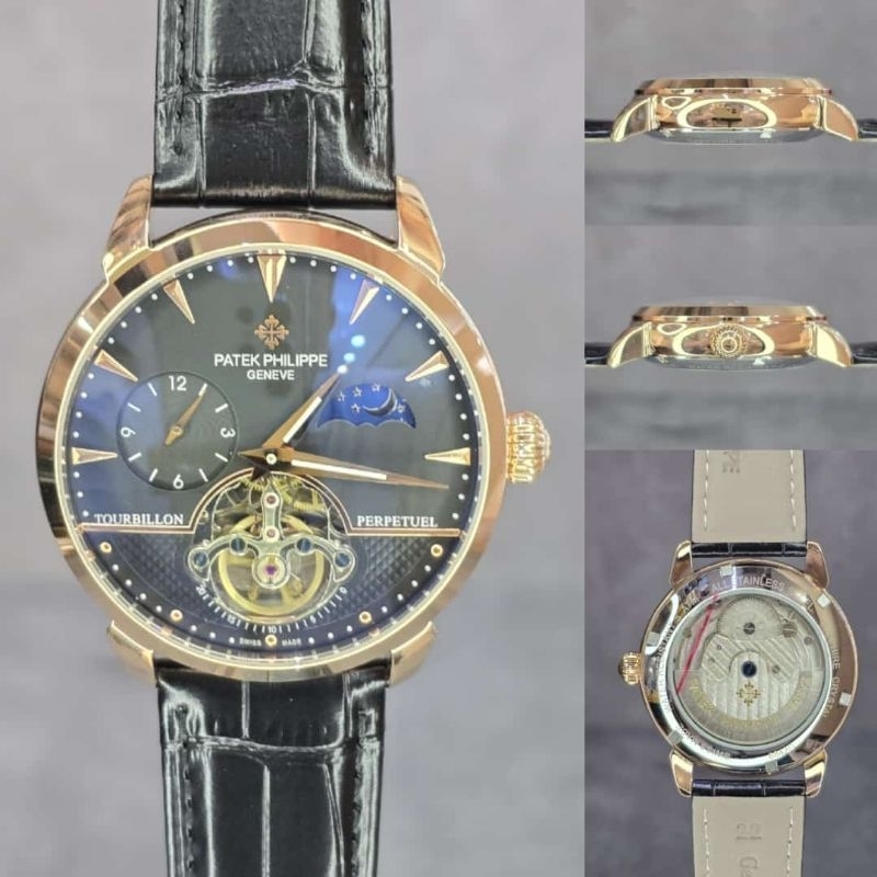 Jam tangan Automatic PP MoonPhase Balance Wheel Leather strap Stainless steel