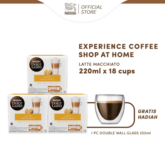 

NESCAFÉ Dolce Gusto Latte Macchiato 3 Box GET Double Wall Glass 250ml