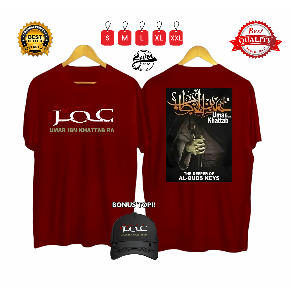 KAOS UMAR BIN KHATTAB RA BONUS TOPI VARCITY APPAREL