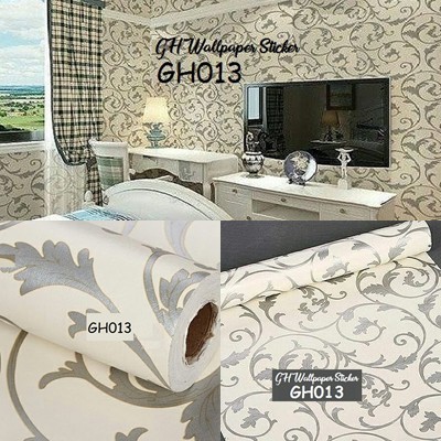 Wallpaper sticker - wallsticker motif batik ulir cream gh013 - uk 45cm x 10m