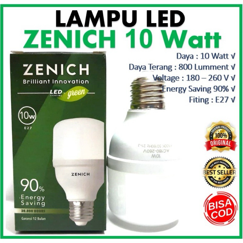 Lampu LED Zenich 10Watt / Lampu Zenich 10Watt Garansi 1 Tahun
