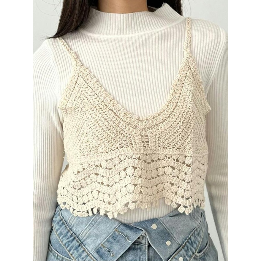 ANALYA CROCHET VEST PINKDOSE IMPORT PREMIUM #23292