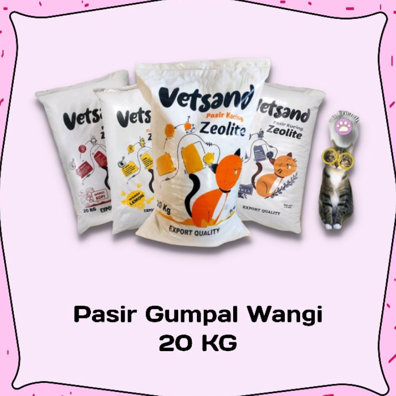 Harga Spesial VETSAND pasir kucing WANGI LAVENDER KOPI LEMON catlitter gumpal granule