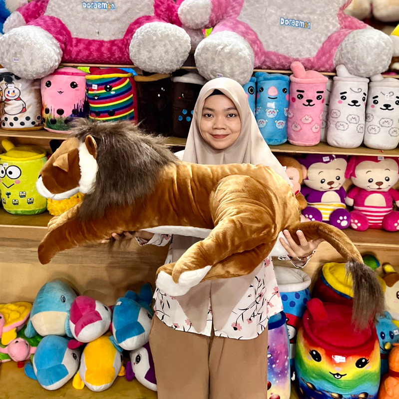 Boneka Singa harimau macam tutul lucu Besar Jumbo Boneka Lion King SNI boneka kucing terduduk one ho
