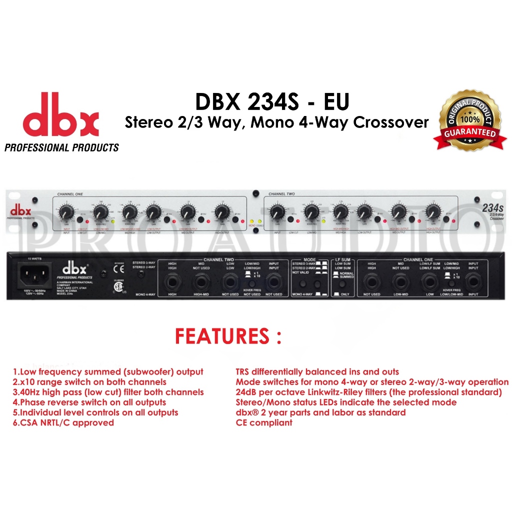 EQUALIZER DBX 234S - EU/ 234 S - EU / 234S-EU / 234 XL DUAL CHANNEL 31 BAND ORIGINAL GARANSI RESMI