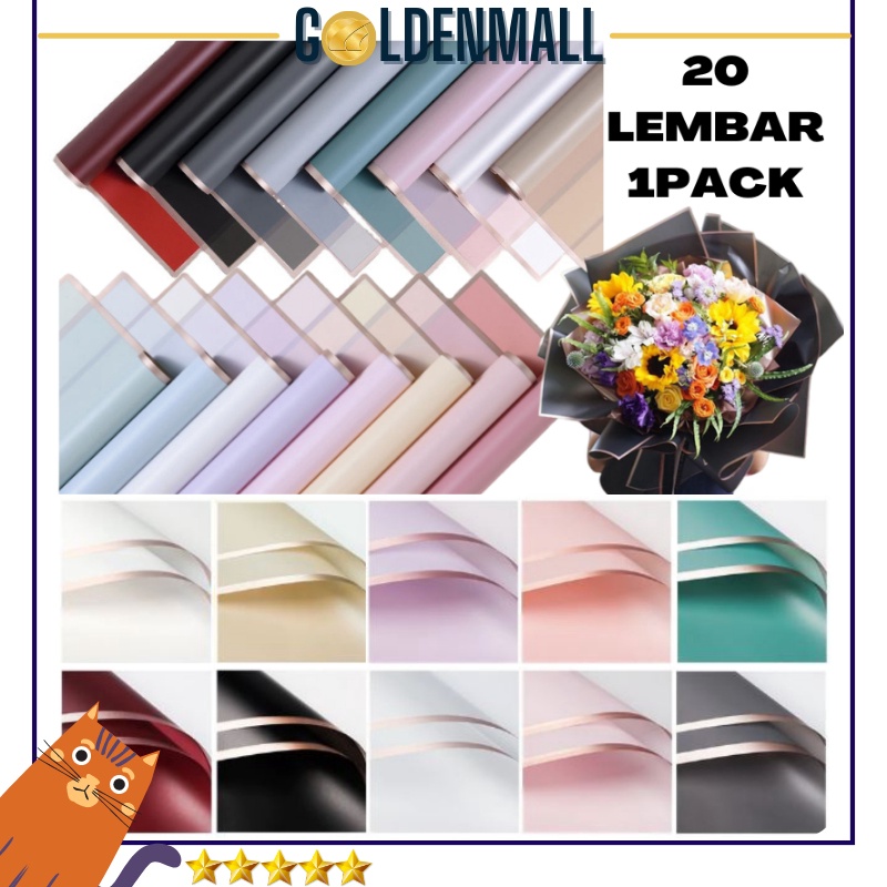 

Terlaris 2 LEMBAR Flower Wrapping Paper Varian List Gold Kertas Buket Bunga Cellophane Florist KB1