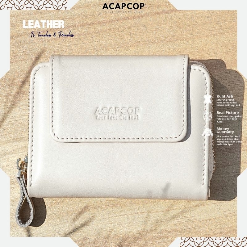 ACAPCOP Dompet Lipat Wanita Medium Kulit Sapi Asli