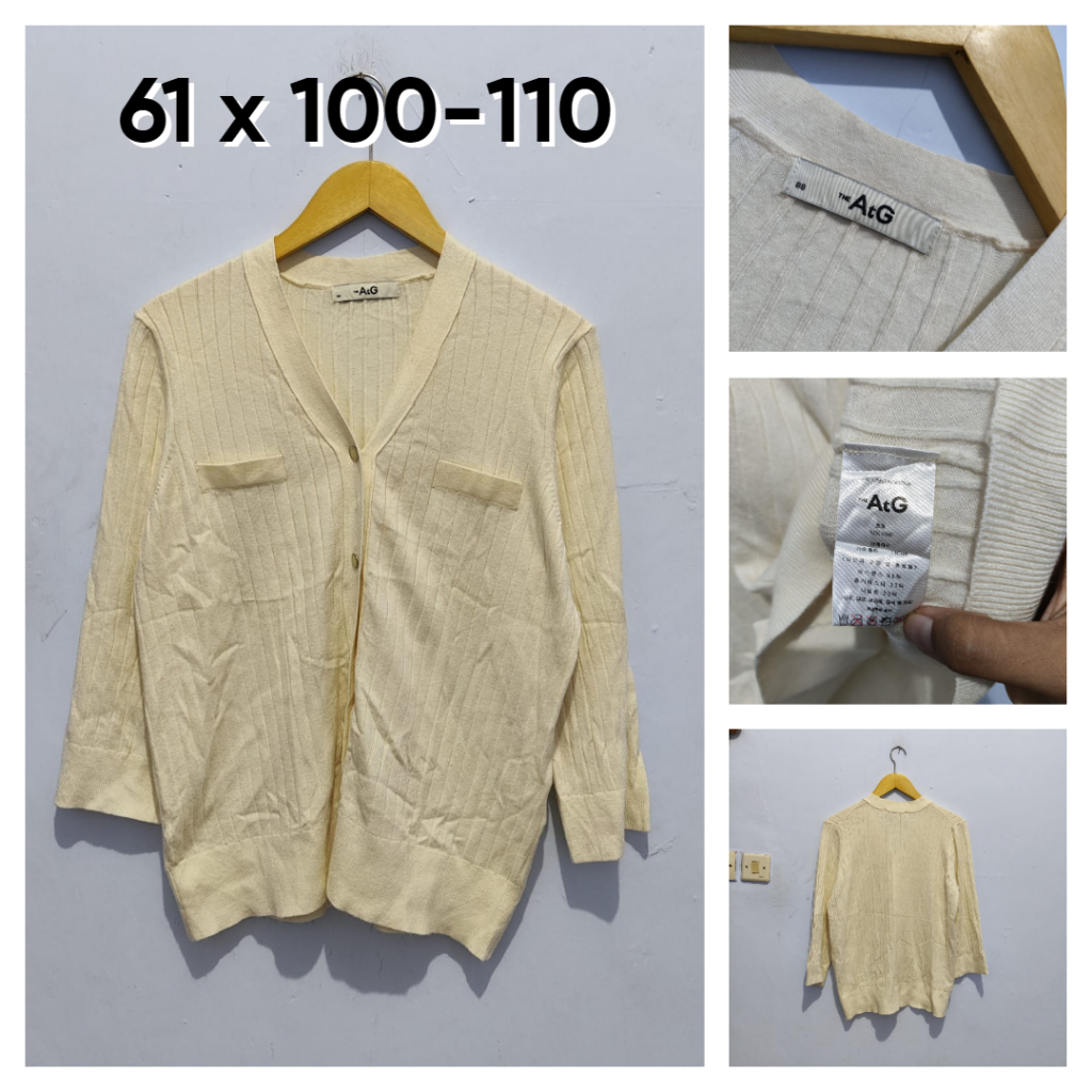 Cardigan ATG Ivory V Neck Size M Atasan Wanita Sweater Outer Knit BC161