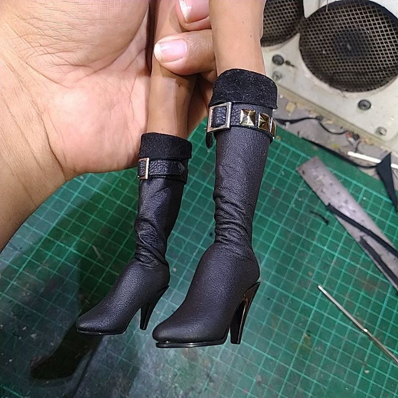 phichen tbleague kitbash boots sepatu high heels 1/6 kulit domba asli action figure
