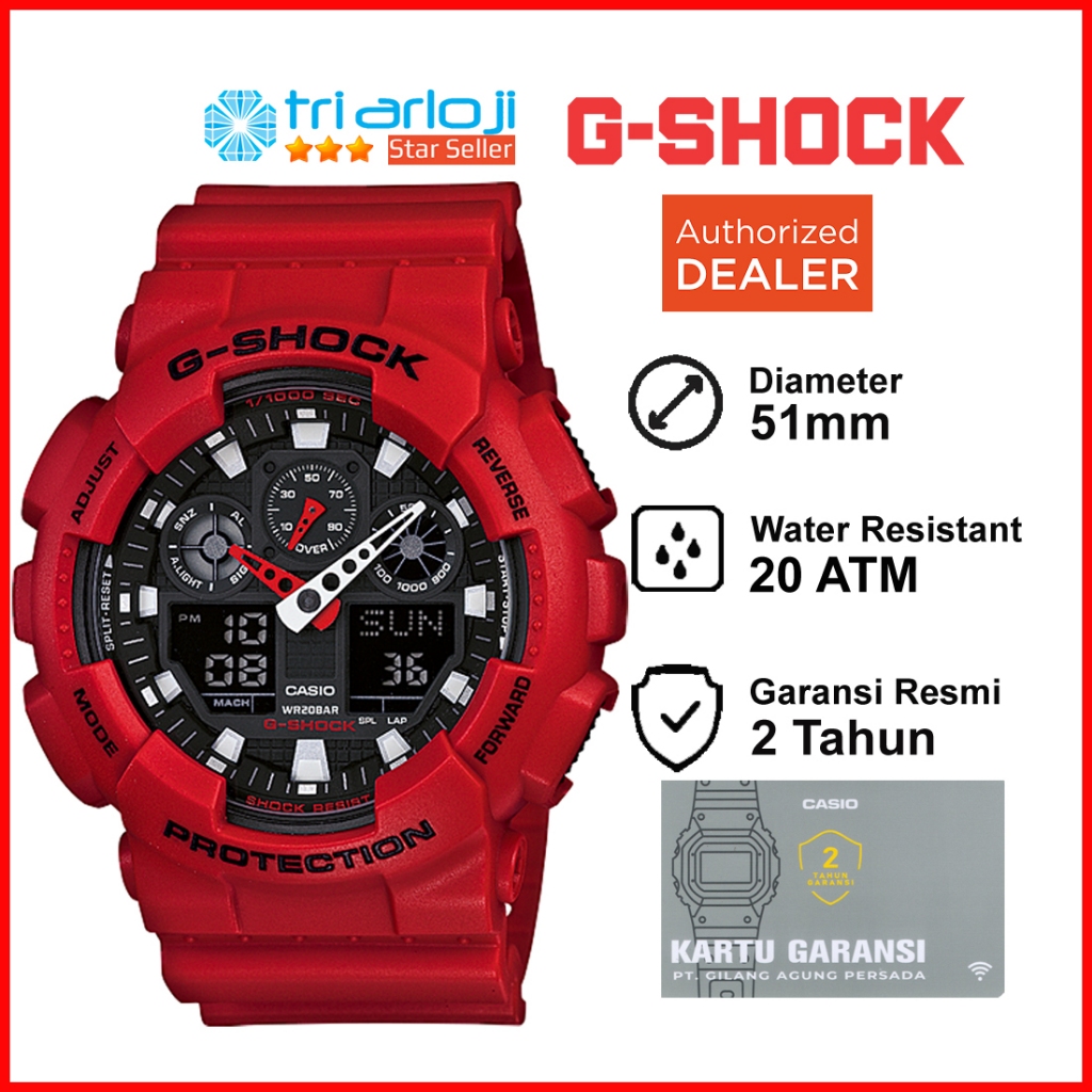 Casio G-Shock GA-100B-4ADR Jam Tangan Pria GSHOCK GA100B GA-100B-4A GA-100B Merah Original GA100