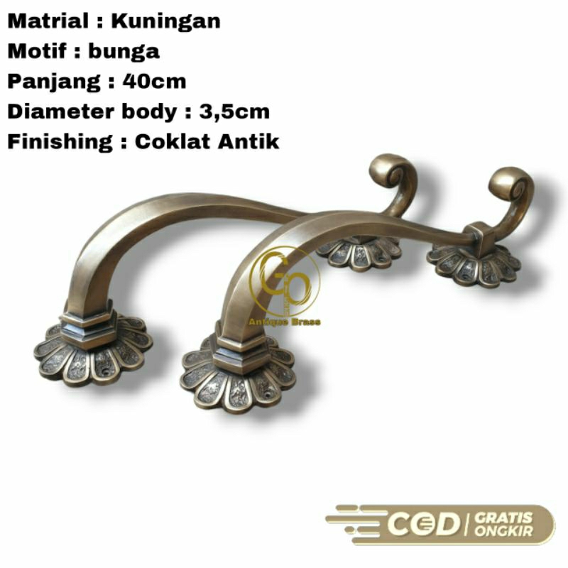 Gagang Pintu Rumah Handle Pintu Kuningan Antik Panjang 40cm