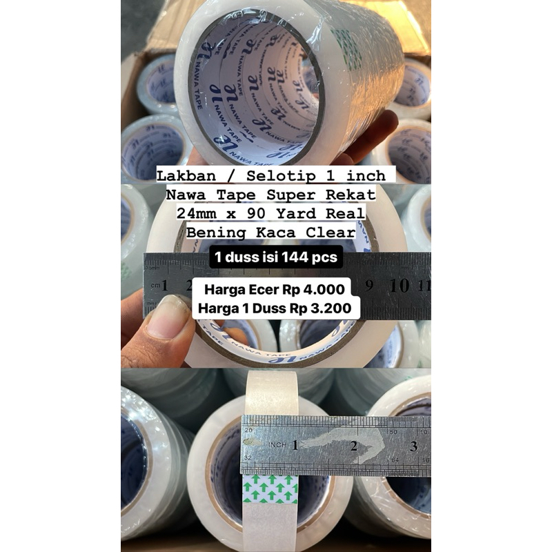 

lakban/solatip/isolasi bening real premium Quality uk.24 mm x 90 yard (1 inch)