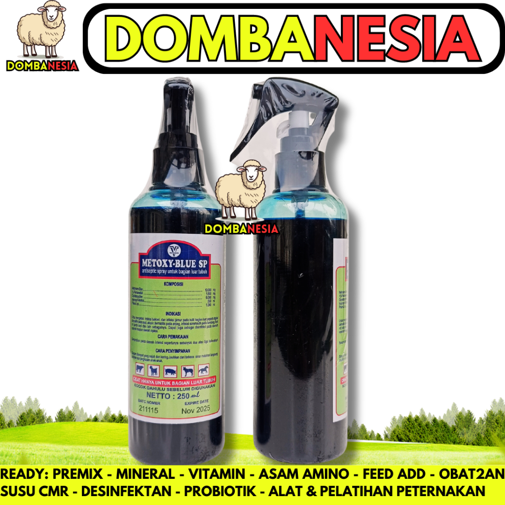 METOXY BLUE 250ml - Obat Luka Hewan Spray - Antiseptik Kulit Hewan - Obat Luka Kulit LSD Sapi