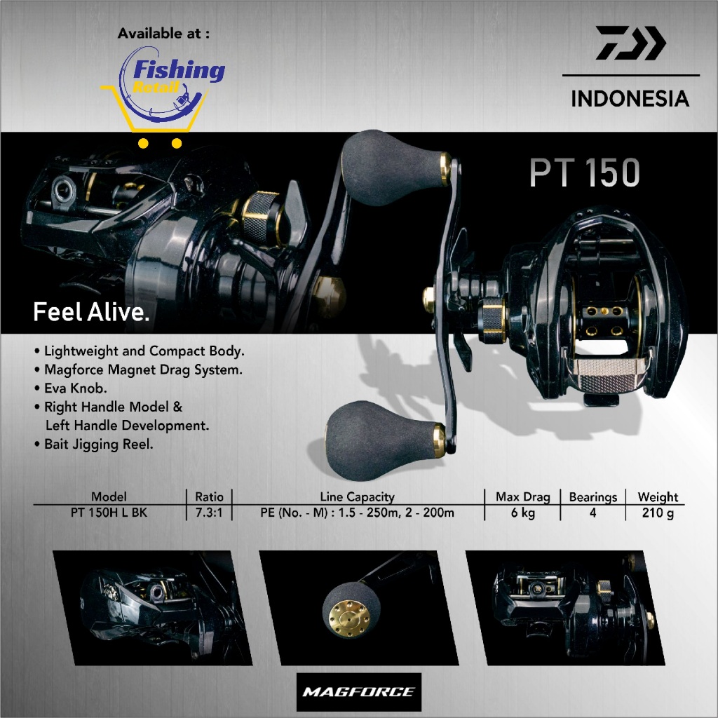 Reel Daiwa PT 150H L BK Reel BC Baitcasting Bait Jigging