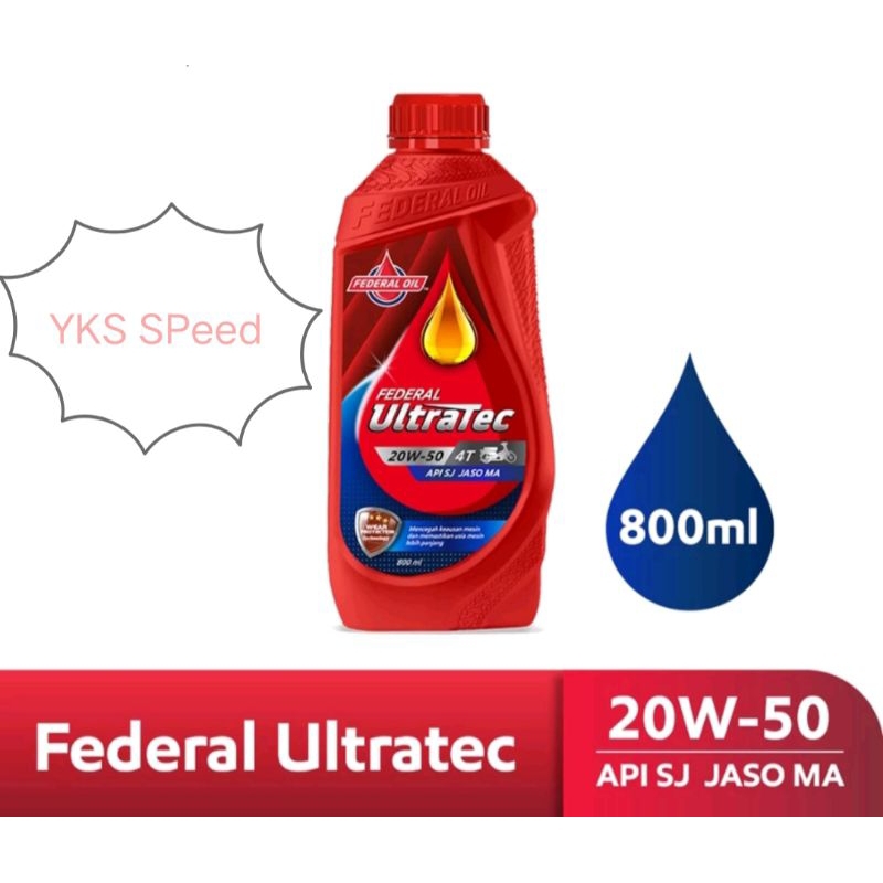 (Ready stock) Oli Mesin Federal Ultratech 20-50w 800ml For Revo/Supra x 125/karbu/Blade 125/Revo X/F