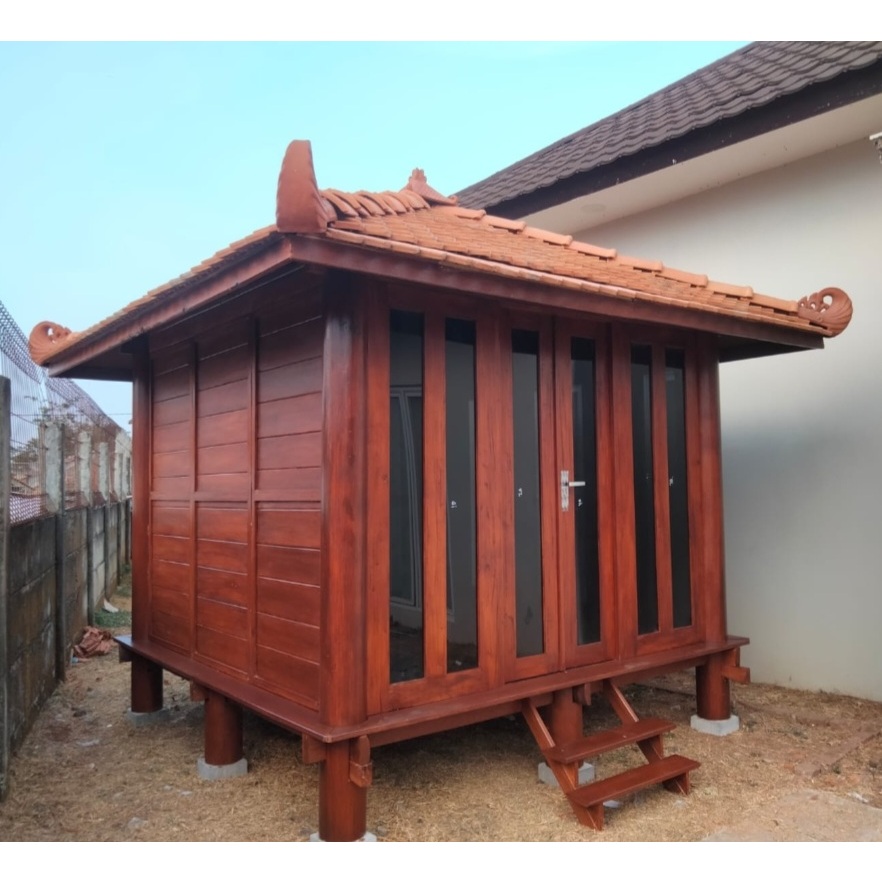 Gasebo Taman Model DInding, Mushola Kayu Atap Genteng, Rumah Penginapan