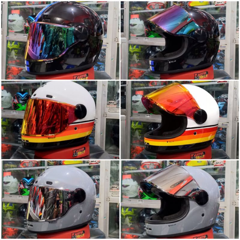 VISOR IRIDIUM JP ROKR ORIGINAL KACA IRIDIUM HELM JP ROKR RED RAINBOW SILVER