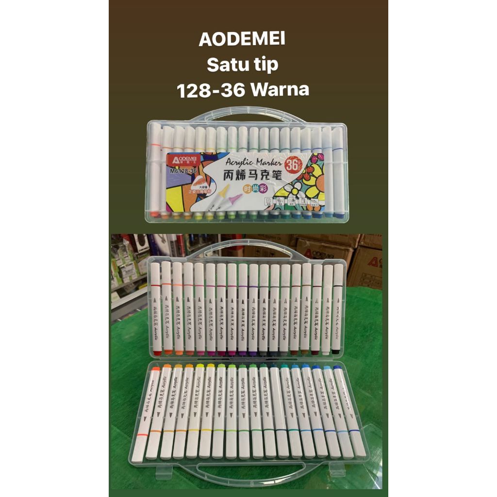 

aodemei acrilyc marker 36 warna single tip plastic box semua permukaan spidol akrilik kode 128 - 36