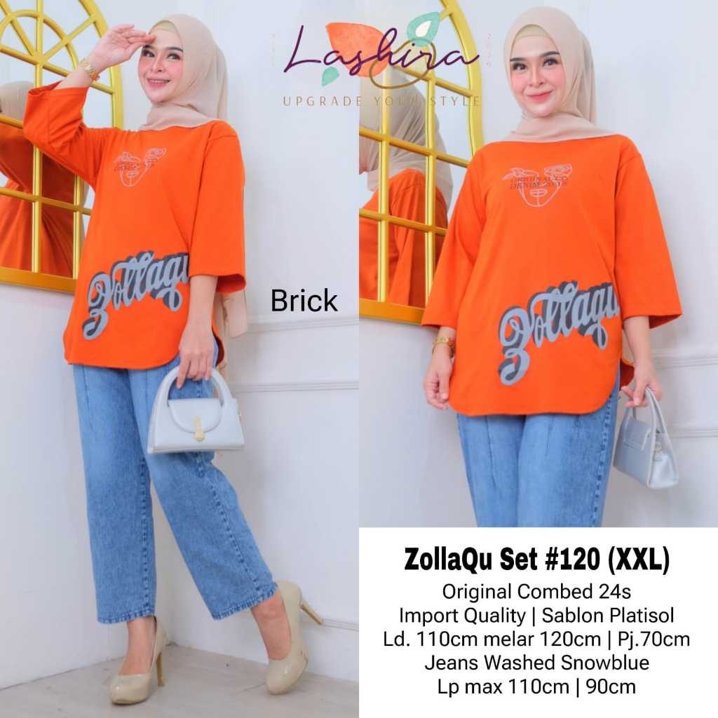120 kaos zolaqu oversize wanita jumbo combed ld 110 lengan Panjang original import terbaru kekinian