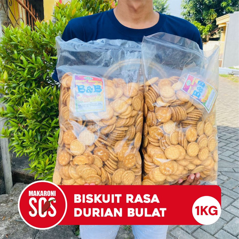

Biskuit Durian Bulat 1KG Biskuit Manis Gurih Aroma Rasa Durian Bentuk Bulat