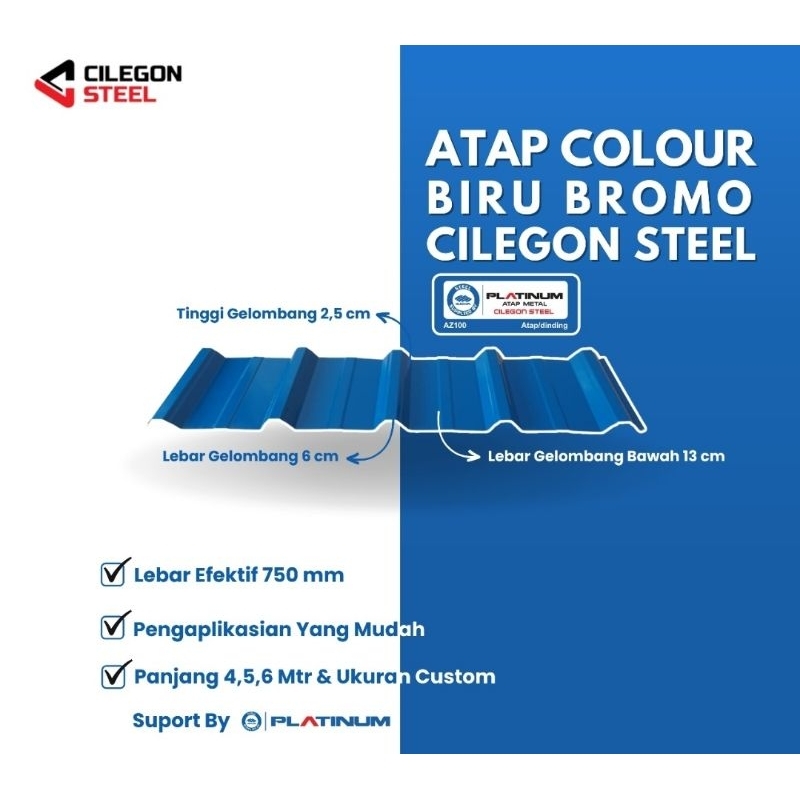 Spandek Warna Cilegon Steel | Galvalum Coating | Free Ongkir Brebes, Tegal, Cirebon