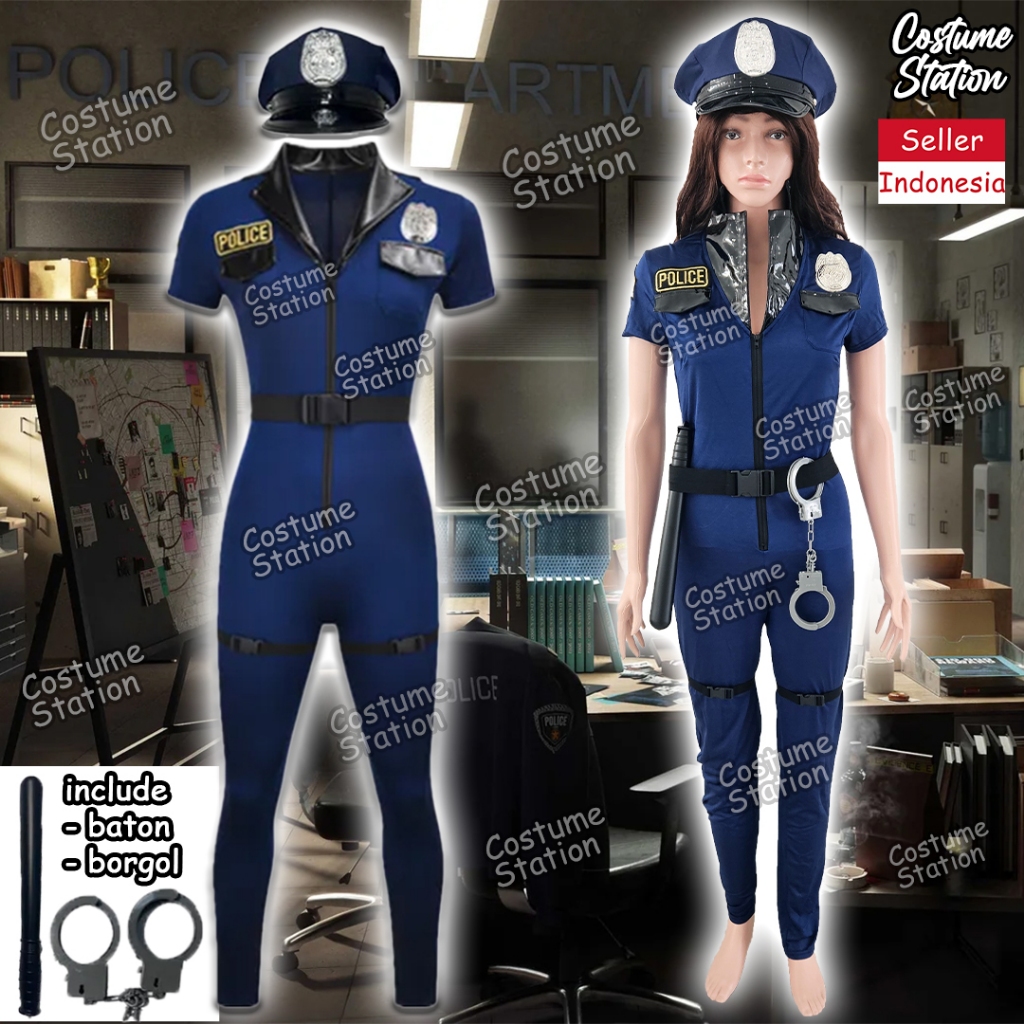 Kostum Police Woman / Costume Profesi Polisi Halloween cewe dewasa