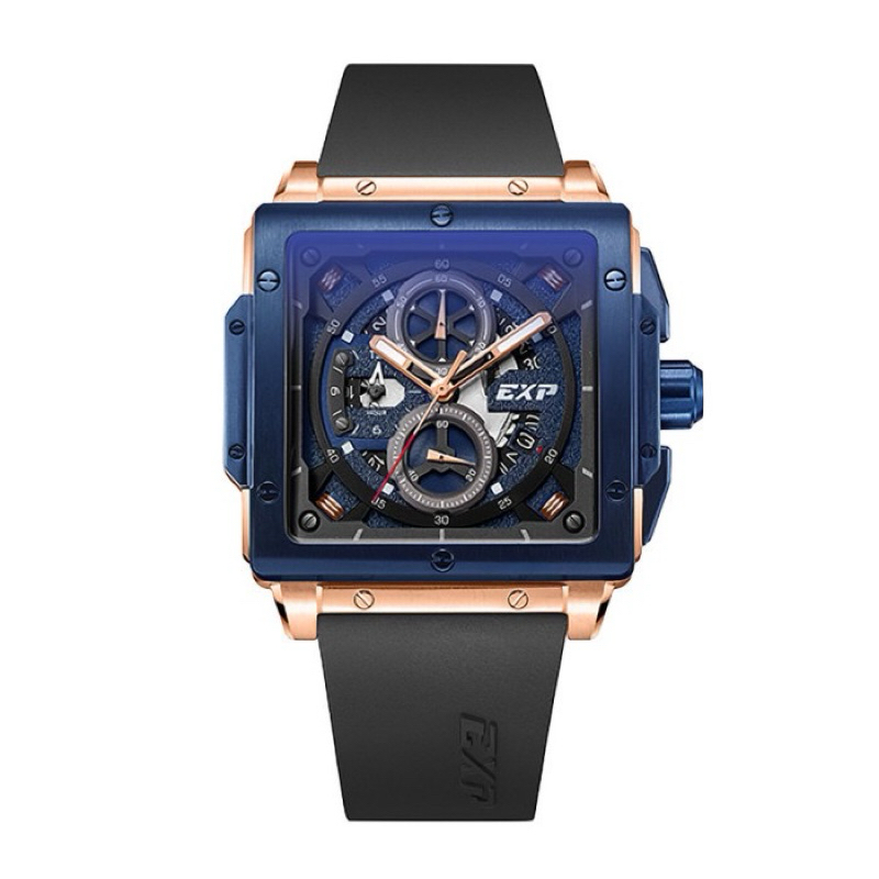 Jam Tangan Expedition E 6844 M Rosegold Blue Original