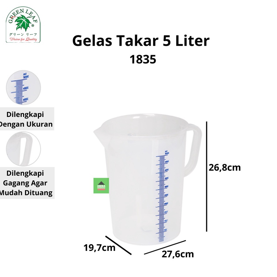 Gelas Ukur Takar 5 Liter 1835 Green Leaf