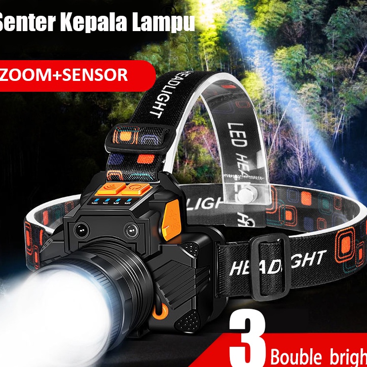 Jual Senter Kepala Led T9 Zoom Superlampu Depan Tahan Air Sensor GerakLED Senter Super TerangTerang 