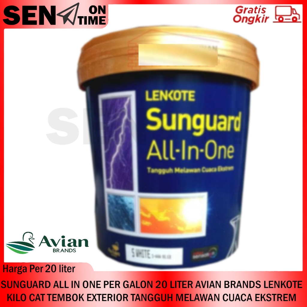 LENKOTE SUNGUARD ALL IN ONE TANGGUH MELAWAN CUACA EKSTREM CAT TEMBOK 20KG EXTERIOR AVIAN BRANDS PER 