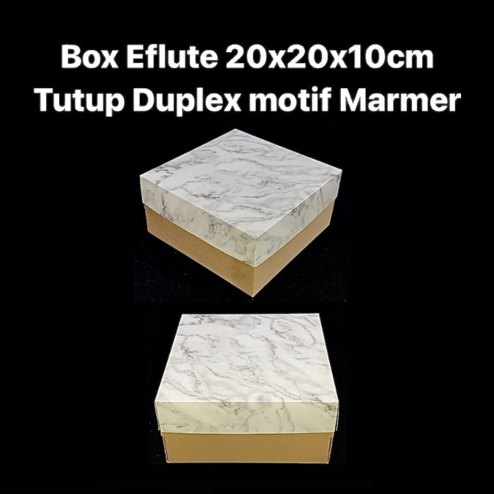 

( 5 pcs ) Dus Eflute Tutup Marmer Ukuran 20x20x10 cm Box Packaging Muat 4 Toples Tabung 600 ml