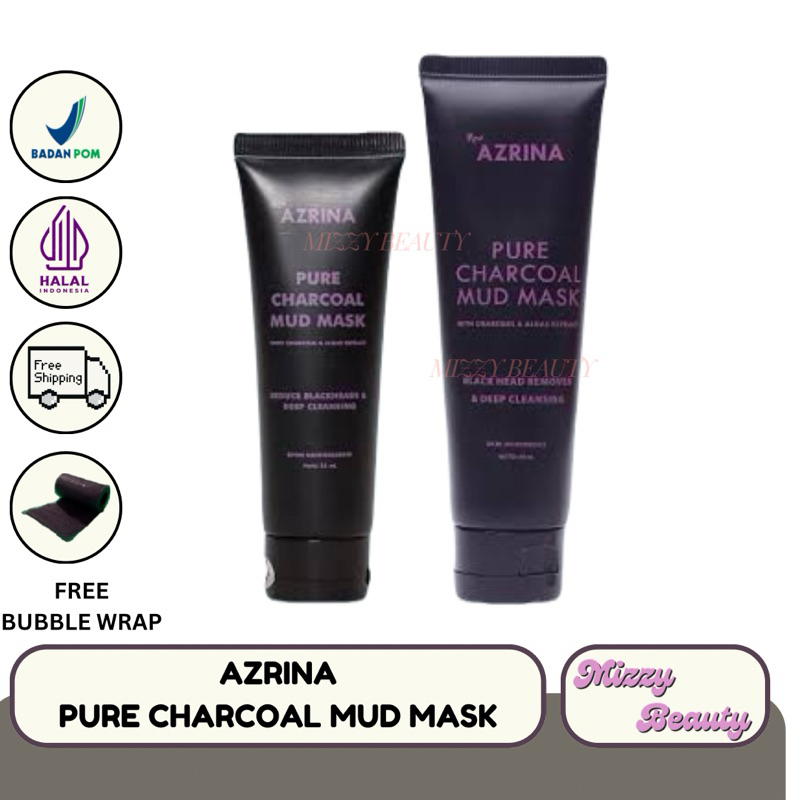 AZRINA PURE CHARCOAL MUD MASK 25ML / AZRINA CHARCOAL 2X MINI / AZRINA MASKER CHARCOAL TRAVEL SIZE 25
